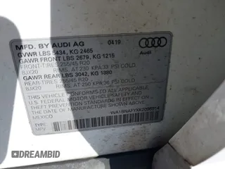 2019 Audi Q5 Premium Plus with VIN WA1BNAFYXK2096914, listed as a IAAI auction lot 41661781 with 51,691 mi miles. Bid and sale history available at carsss.com. Image 9.