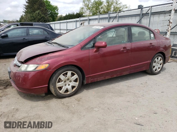 2008 Honda Civic LX with VIN 1HGFA165X8L091015, listed as a Copart auction lot 54551435 with 284,294 mi miles and Clean Title. Bid and sale history available at DreamBid. Image 1.