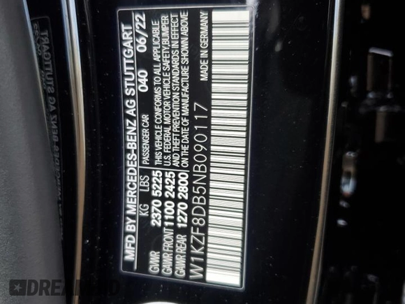 2022 Mercedes-Benz E-Class E 350 with VIN W1KZF8DB5NB090117, listed as a Copart auction lot 44646145 with 15,919 mi miles and Salvage Title. Bid and sale history available at carsss.com. Image 14.