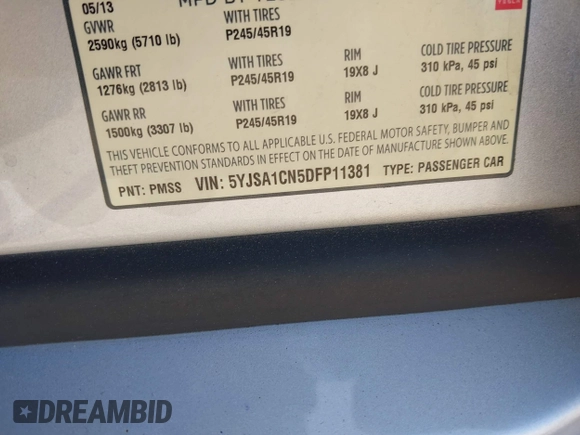 2013 Tesla Model S with VIN 5YJSA1CN5DFP11381, listed as a IAAI auction lot 42087803 with 146,818 mi miles and . Bid and sale history available at DreamBid. Image 9.
