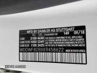 2019 Mercedes-Benz C 300 with VIN WDDWF8DBXKR458622, listed as a Copart auction lot 49896715 with 77,711 mi miles and Salvage Title. Bid and sale history available at DreamBid. Image 12.