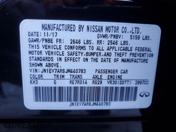 2018 Infiniti Q50 3.0t LUXE with VIN JN1EV7AR6JM440783, listed as a Copart auction lot 46098645 with 60,221 mi miles and Salvage Title. Bid and sale history available at carsss.com. Image 12.