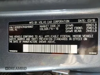 2019 Volvo S60 Momentum with VIN 7JR102FK7KG010867, listed as a Copart auction lot 43831445 with 70,089 mi miles and Salvage Title. Bid and sale history available at carsss.com. Image 14.