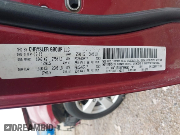 2011 Dodge Journey Mainstreet with VIN 3D4PH1FG9BT502581, listed as a IAAI auction lot 42124991 with 196,597 mi miles and . Bid and sale history available at DreamBid. Image 9.