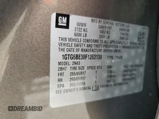 2015 GMC Canyon 4WD SLE with VIN 1GTG6BE38F1263139, listed as a Copart auction lot 75479854 with 124,765 mi miles and Salvage Title. Bid and sale history available at carsss.com. Image 14.