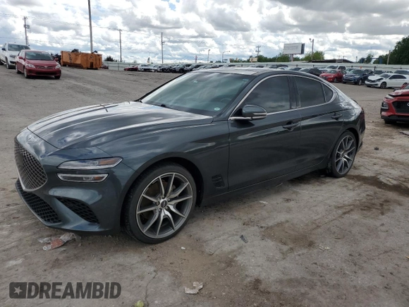 2022 Genesis G70 2.0T with VIN KMTG34TAXNU086582, listed as a Copart auction lot 55754305 with 69,711 mi miles and Salvage title. Bid and sale history available at DreamBid. Image 1.