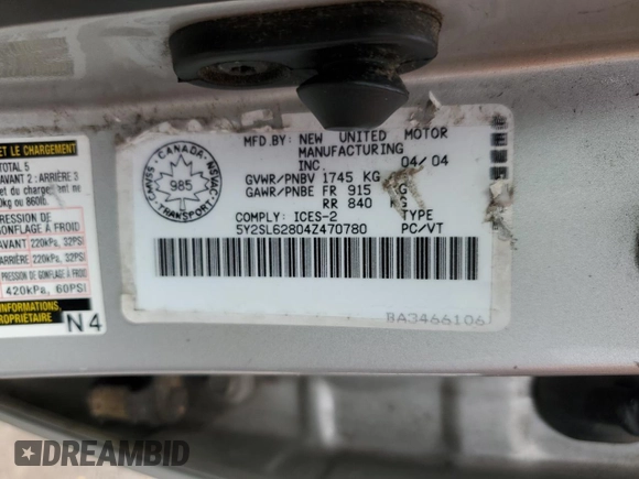 2004 Pontiac Vibe с VIN 5Y2SL62804Z470780, выставлен на аукционе Copart как лот 61183485 с пробегом 299 999 миль миль и Чистый • Clean title. История ставок и продаж доступна на DreamBid. Изображение 12.