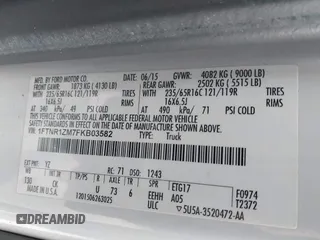 2015 Ford Transit Cargo with VIN 1FTNR1ZM7FKB03582, listed as a IAAI auction lot 41496652 with 205,663 mi miles and . Bid and sale history available at DreamBid. Image 9.