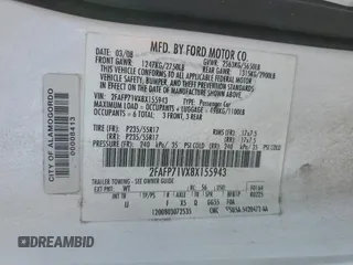 2008 Ford Police Interceptor с VIN 2FAFP71VX8X155943, выставлен на аукционе Copart как лот 54519365 с пробегом Не указан миль и Списание • Salvage title. История ставок и продаж доступна на DreamBid. Изображение 13.
