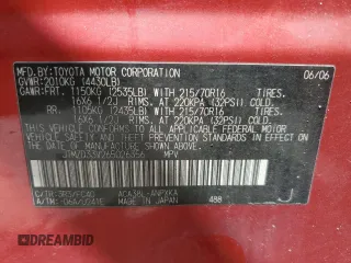 2006 Toyota RAV4 with VIN JTMZD33V265026356, listed as a Copart auction lot 50691275 with 0 mi miles and Non Repairable. Bid and sale history available at carsss.com. Image 14.