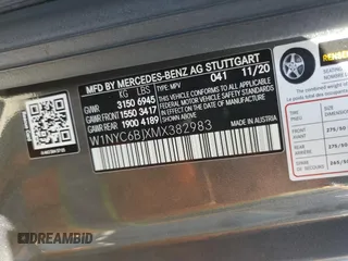 2021 Mercedes-Benz G 550 z VIN W1NYC6BJXMX382983, wystawiony jako Copart lot #61177185 z przebiegiem 22 835 mil mil oraz Szkoda całkowita • Salvage title. Historia ofert i sprzedaży dostępna na DreamBid. Obrazek 13.
