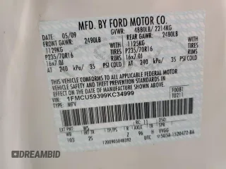 2009 Ford Escape Hybrid with VIN 1FMCU59399KC34999, listed as a Copart auction lot 53332225 with 200,112 mi miles and Clean title. Bid and sale history available at DreamBid. Image 13.