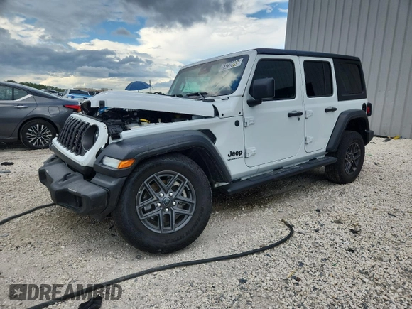 2024 Jeep Wrangler Sport S z VIN 1C4PJXDN1RW273839, wystawiony jako Copart lot #63295995 z przebiegiem Nie podano mil oraz Nie do naprawy • Non repairable. Historia ofert i sprzedaży dostępna na DreamBid. Obrazek 1.