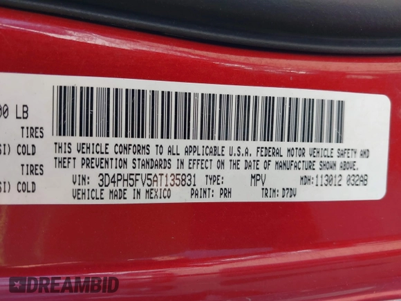 2010 Dodge Journey SXT with VIN 3D4PH5FV5AT135831, listed as a IAAI auction lot 42175106 with 164,030 mi miles and . Bid and sale history available at carsss.com. Image 9.