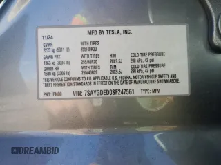 2025 Tesla Model Y Long Range with VIN 7SAYGDED0SF247561, listed as a Copart auction lot 50736875 with 9,094 mi miles and Salvage Title. Bid and sale history available at DreamBid. Image 12.