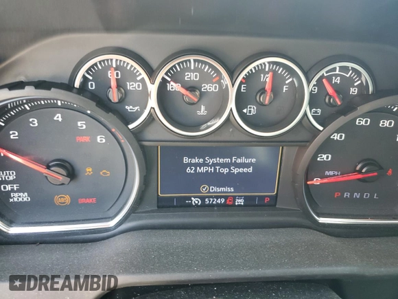 2022 Chevrolet Silverado 1500 LT with VIN 3GCUYDED7NG124900, listed as a Copart auction lot 52002995 with 57,249 mi miles and Salvage Title. Bid and sale history available at DreamBid. Image 9.