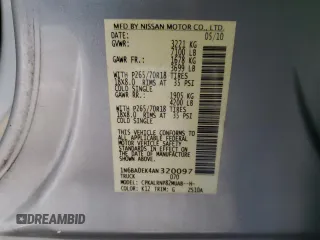 2010 Nissan Titan SE with VIN 1N6BA0EK4AN320097, listed as a Copart auction lot 88395245 with 196,991 mi miles and Salvage Title. Bid and sale history available at carsss.com. Image 12.