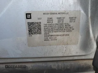 2017 Chevrolet Bolt EV LT z VIN 1G1FW6S08H4187204, wystawiony jako Copart lot #47278955 z przebiegiem 167 654 mil mil oraz Szkody całkowita. Historia ofert i sprzedaży dostępna na DreamBid. Obrazek 12.