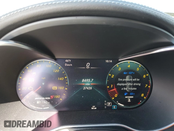 2020 Mercedes-Benz C 43 AMG with VIN 55SWF6EB9LU334120, listed as a Copart auction lot 48083885 with 37,426 mi miles and Salvage Title. Bid and sale history available at carsss.com. Image 9.