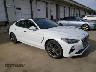 2019 Genesis G70 3.3T Advanced with VIN KMTG74LE1KU030470, listed as a Copart auction lot 50328775 with 27,312 mi miles and Salvage Title. Bid and sale history available at carsss.com. Image 4.