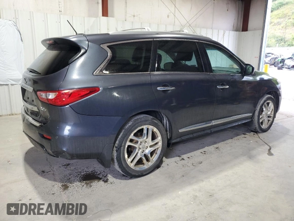 2013 Infiniti JX35 with VIN 5N1AL0MM5DC351673, listed as a Copart auction lot 72179644 with 125,038 mi miles and Salvage Title. Bid and sale history available at carsss.com. Image 3.