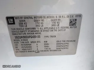 2015 Chevrolet Silverado 1500 LTZ with VIN 3GCUKSEC6FG435135, listed as a IAAI auction lot 41680508 with 207,386 mi miles. Bid and sale history available at carsss.com. Image 9.