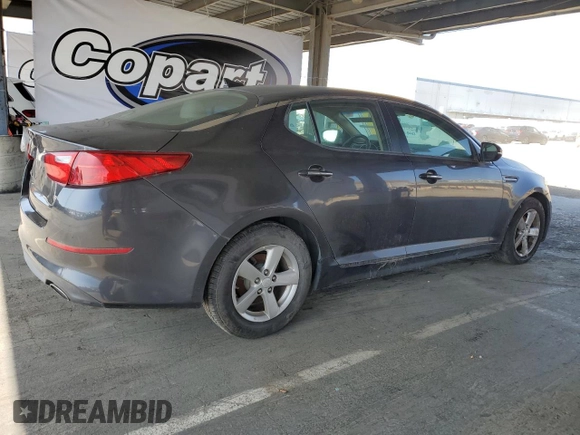 2015 Kia Optima LX with VIN 5XXGM4A70FG442144, listed as a Copart auction lot 55502955 with 118,429 mi miles and Clean Title. Bid and sale history available at DreamBid. Image 3.