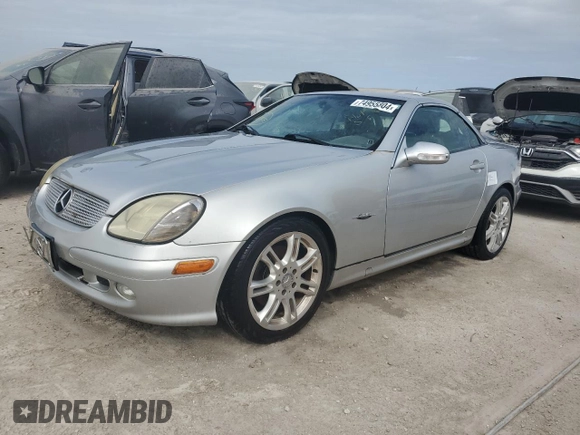 2004 Mercedes-Benz SLK-Class with VIN WDBKK65F54F304252, listed as a Copart auction lot 74955804 with 0 mi miles and Salvage Title. Bid and sale history available at carsss.com. Image 1.