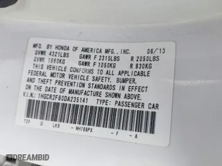 2013 Honda Accord Sdn EX-L with VIN 1HGCR2F80DA235141, listed as a IAAI auction lot 42065702 with 251,367 mi miles. Bid and sale history available at carsss.com. Image 9.