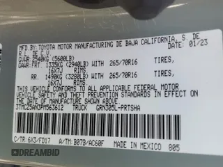2023 Toyota Tacoma SR with VIN 3TMCZ5AN3PM563612, listed as a Copart auction lot 53995225 with 37,699 mi miles and Salvage title. Bid and sale history available at DreamBid. Image 12.