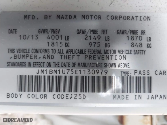 2014 Mazda Mazda3 i Sport with VIN JM1BM1U75E1130979, listed as a IAAI auction lot 41094791 with 100,518 mi miles. Bid and sale history available at carsss.com. Image 9.