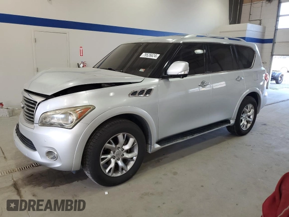 2011 Infiniti QX56 7-passenger with VIN JN8AZ2NE3B9005965, listed as a Copart auction lot 79526624 with 169,888 mi miles and Salvage Title. Bid and sale history available at carsss.com. Image 1.