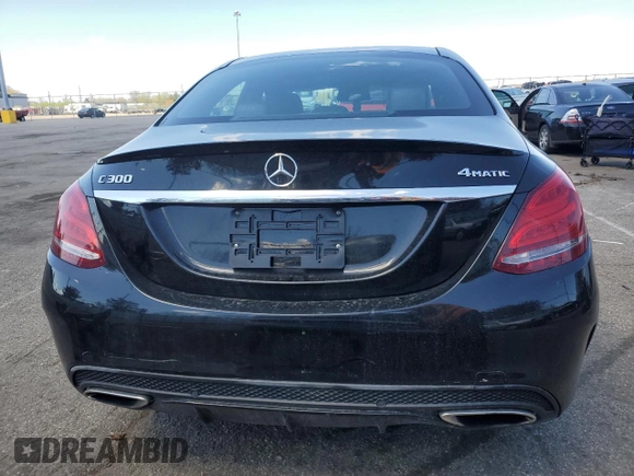 2017 Mercedes-Benz C 300 with VIN 55SWF4KBXHU202385, listed as a Copart auction lot 53499935 with 57,685 mi miles and Salvage Title. Bid and sale history available at DreamBid. Image 6.