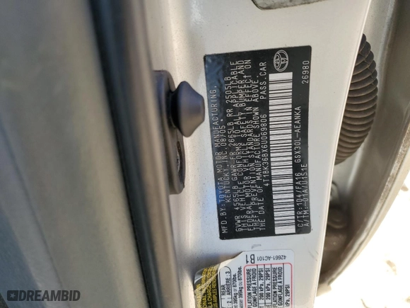 2006 Toyota Avalon XL with VIN 4T1BK36BX6U069806, listed as a Copart auction lot 71115793 with NaN miles and Salvage Title. Bid and sale history available at carsss.com. Image 12.