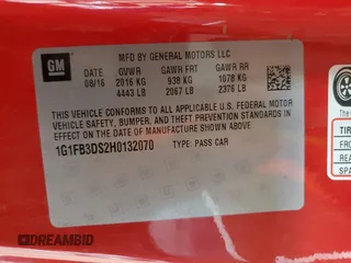 2017 Chevrolet Camaro 1LT with VIN 1G1FB3DS2H0132070, listed as a Copart auction lot 48714185 with 91,508 mi miles and Salvage Title. Bid and sale history available at carsss.com. Image 14.