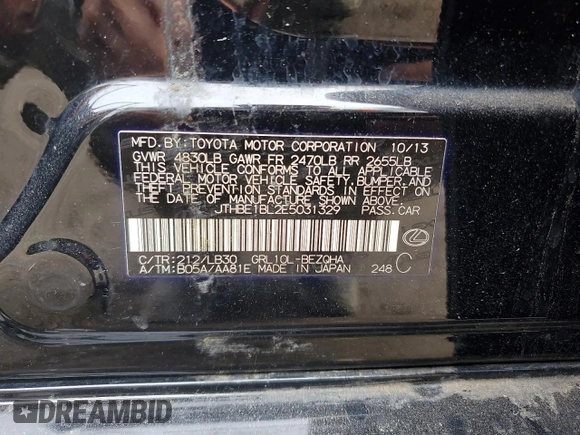 2014 Lexus GS 350 with VIN JTHBE1BL2E5031329, listed as a Copart auction lot 50929845 with 114,924 mi miles and Salvage Title. Bid and sale history available at carsss.com. Image 13.