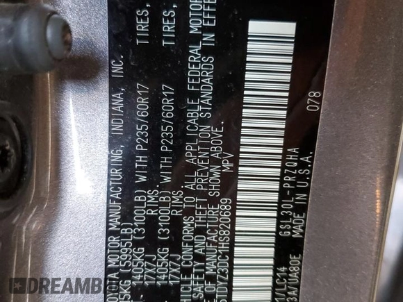 2017 Toyota Sienna XLE Auto Access Seat с VIN 5TDYZ3DC1HS820689, выставлен на аукционе Copart как лот 58625205 с пробегом 98 009 миль миль и Списание • Salvage title. История ставок и продаж доступна на DreamBid. Изображение 13.