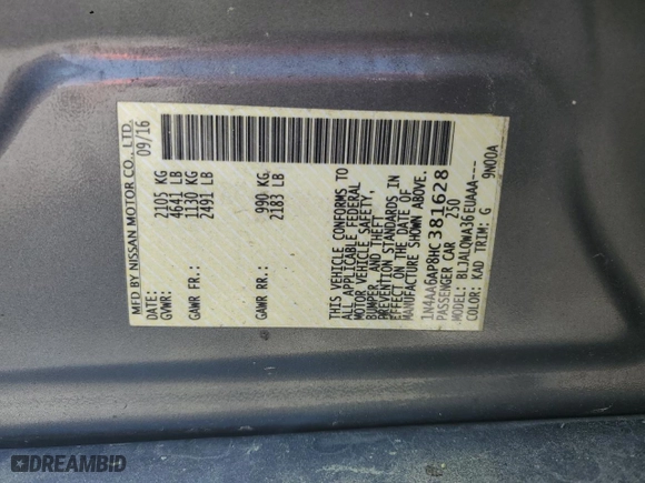 2017 Nissan Maxima Platinum with VIN 1N4AA6AP8HC381628, listed as a Copart auction lot 51847215 with 181,313 mi miles and Salvage Title. Bid and sale history available at carsss.com. Image 14.
