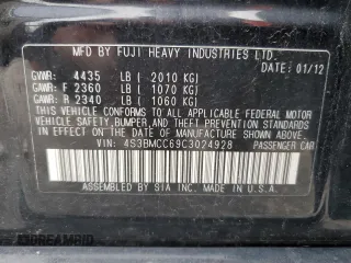 2012 Subaru Legacy Premium z VIN 4S3BMCC69C3024928, wystawiony jako Copart lot #52039145 z przebiegiem 154 584 mil mil oraz Szkoda całkowita • Salvage title. Historia ofert i sprzedaży dostępna na DreamBid. Obrazek 15.