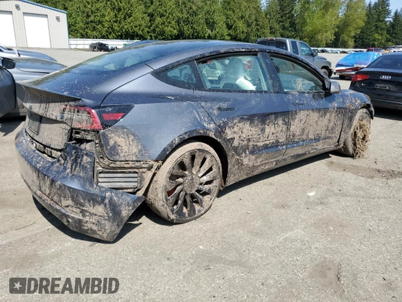 2022 Tesla Model 3 Performance with VIN 5YJ3E1EC1NF262416, listed as a Copart auction lot 54356025 with Not Provided miles and Salvage Title. Bid and sale history available at DreamBid. Image 3.