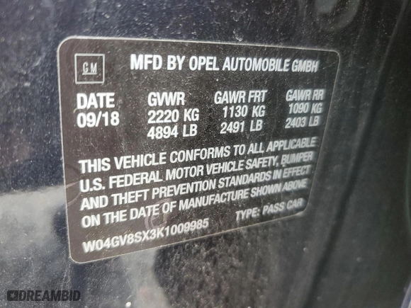 2019 Buick Regal TourX Essence with VIN W04GV8SX3K1009985, listed as a Copart auction lot 70490064 with NaN miles and Salvage Title. Bid and sale history available at carsss.com. Image 15.
