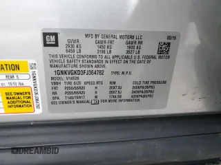 2015 Chevrolet Traverse LT with VIN 1GNKVGKD3FJ364782, listed as a Copart auction lot 45192055 with 112,975 mi miles and Clean Title. Bid and sale history available at DreamBid. Image 13.