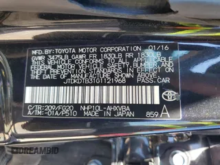 2016 Toyota Prius One with VIN JTDKDTB31G1121968, listed as a Copart auction lot 52136685 with 65,319 mi miles and Clean Title. Bid and sale history available at DreamBid. Image 12.