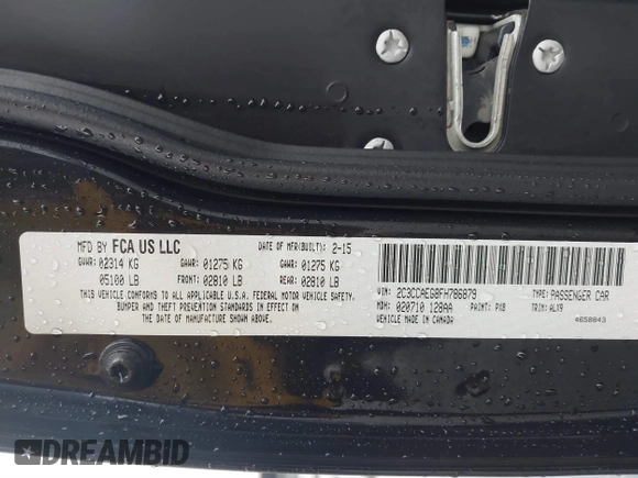 2015 Chrysler 300 C with VIN 2C3CCAEG8FH786879, listed as a IAAI auction lot 41563321 with 130,060 mi miles and . Bid and sale history available at carsss.com. Image 9.