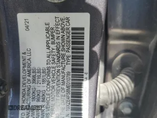 2021 Honda Insight EX z VIN 19XZE4F58ME010789, wystawiony jako Copart lot #53288465 z przebiegiem Nie podano mil oraz Szkoda całkowita • Salvage title. Historia ofert i sprzedaży dostępna na DreamBid. Obrazek 12.
