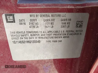 2017 Chevrolet Impala Premier with VIN 1G1145S31HU135949, listed as a IAAI auction lot 42045317 with 95,879 mi miles and . Bid and sale history available at DreamBid. Image 9.