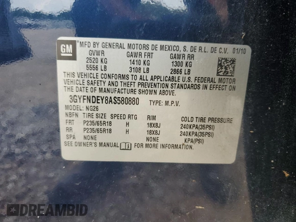 2010 Cadillac SRX Luxury Collection z VIN 3GYFNDEY8AS580880, wystawiony jako Copart lot #60304695 z przebiegiem 169 020 mil mil oraz Czysty tytuł • Clean title. Historia ofert i sprzedaży dostępna na DreamBid. Obrazek 14.