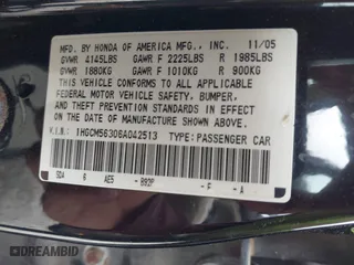 2006 Honda Accord Sdn LX SE with VIN 1HGCM56306A042513, listed as a IAAI auction lot 41926320 with 214,684 mi miles. Bid and sale history available at carsss.com. Image 9.
