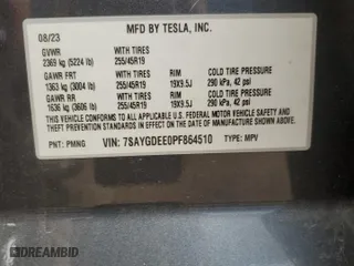 2023 Tesla Model Y Long Range with VIN 7SAYGDEE0PF864510, listed as a Copart auction lot 51259035 with 21,917 mi miles and Salvage Title. Bid and sale history available at carsss.com. Image 13.