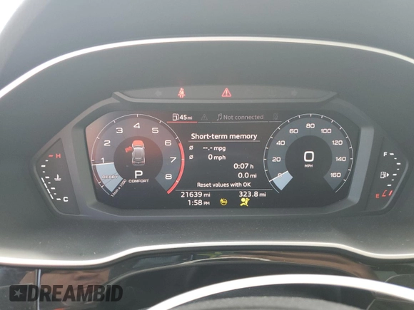 2021 Audi Q3 Premium with VIN WA1AUCF39M1133071, listed as a Copart auction lot 53138115 with 21,639 mi miles and Salvage Title. Bid and sale history available at carsss.com. Image 9.